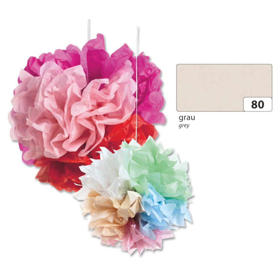 Blumenseide, 50 x 70 cm, 20g/m², 5 Bogen, grau (80) FOLIA 91080 FOLIA 91080  20g  5Bg