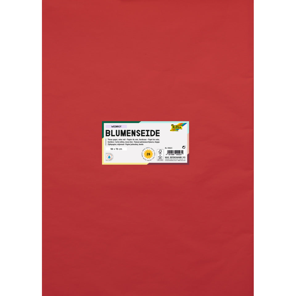 Blumenseide, 50 x 70 cm, 20g/m², 26 Bogen, weinrot (23) FOLIA 90023 FOLIA 90023   20g  26Bg