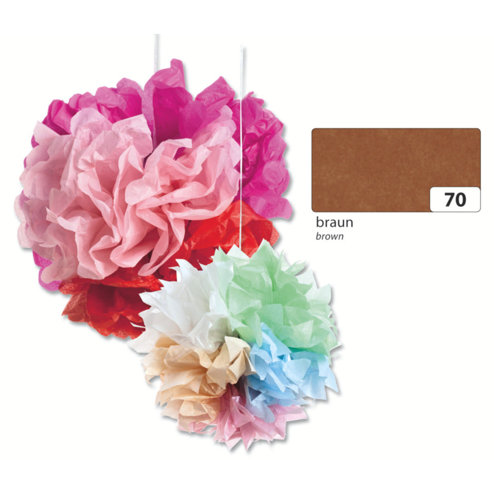 Blumenseide, 50 x 70 cm, 20g/m², 5 Bogen, braun (70) FOLIA 91070 FOLIA 91070  20g  5Bg