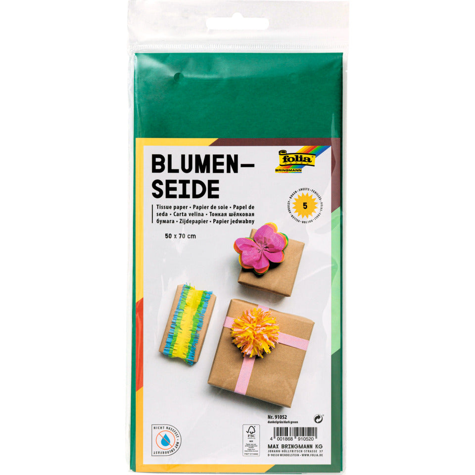 Blumenseide, 50 x 70 cm, 20g/m², 5 Bogen, dunkelgrün (52) FOLIA 91052 FOLIA 91052   20g  5Bg