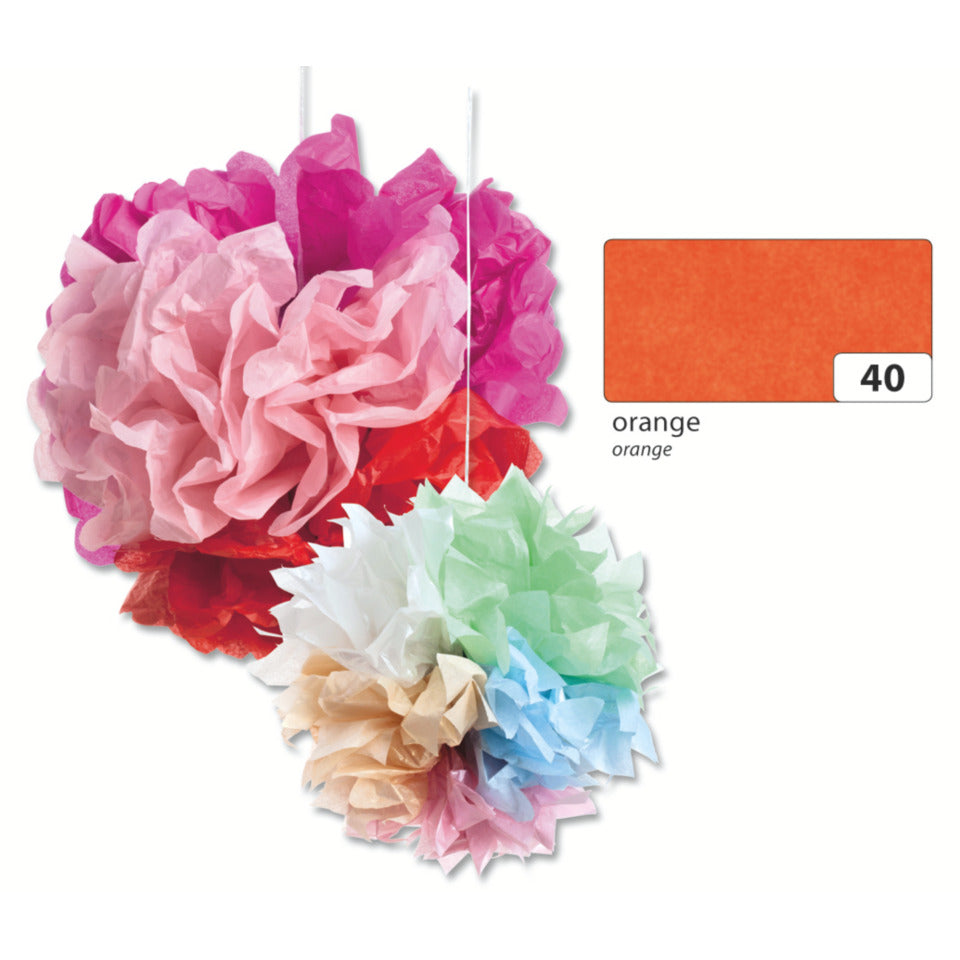 Blumenseide, 50 x 70 cm, 20g/m², 5 Bogen, orange (40) FOLIA 91040 FOLIA 91040  20g  5Bg