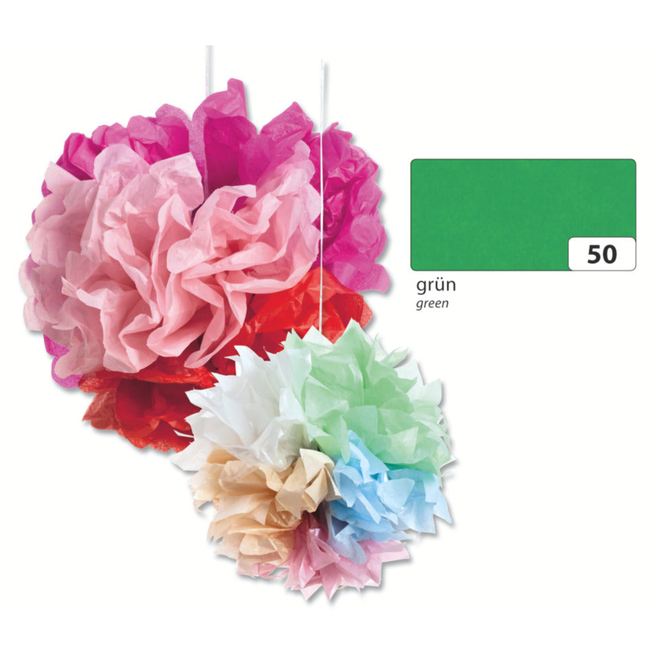 Blumenseide, 50 x 70 cm, 20g/m², 5 Bogen, grün (50) FOLIA 91050 FOLIA 91050  20g  5Bg