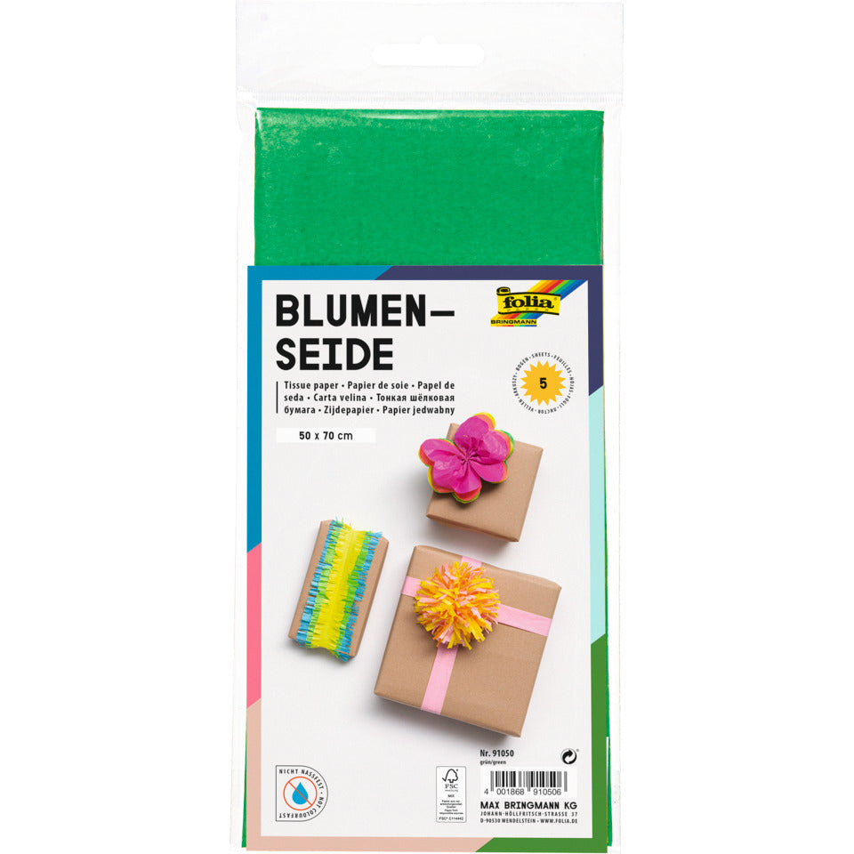 Blumenseide, 50 x 70 cm, 20g/m², 5 Bogen, grün (50) FOLIA 91050 FOLIA 91050  20g  5Bg