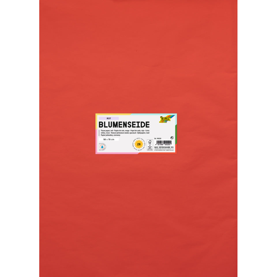 Blumenseide, 50 x 70 cm, 20g/m², 26 Bogen, rot (20) FOLIA 90020 FOLIA 90020   20g  26Bg