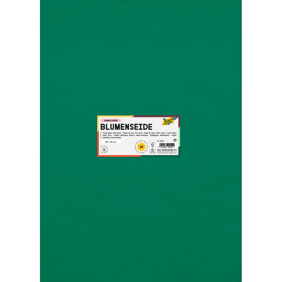 Blumenseide, 50 x 70 cm, 20g/m², 26 Bogen, dunkelgrün (52) FOLIA 90052 FOLIA 90052   20g  26Bg