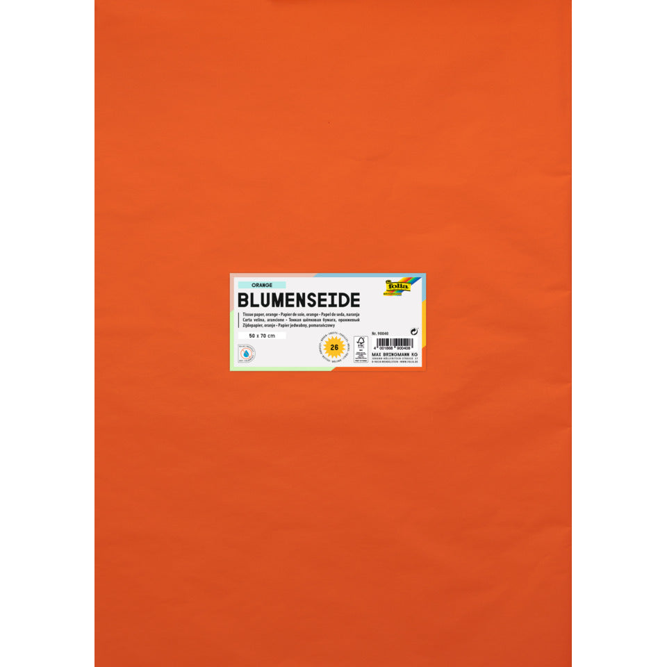 Blumenseide, 50 x 70 cm, 20g/m², 26 Bogen, orange (40) FOLIA 90040 FOLIA 90040   20g  26Bg