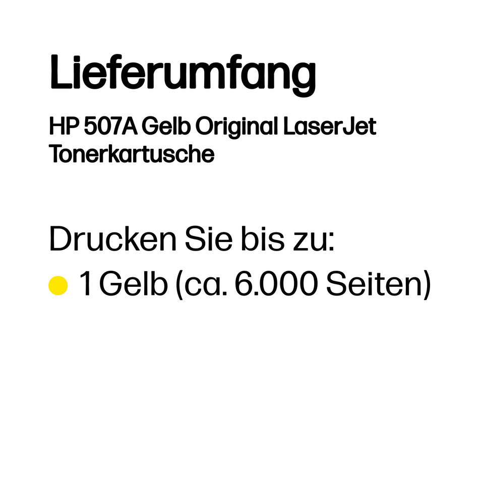 Lasertoner Nr. 507A, ca. 6.000 Seiten, yellow HP CE402A