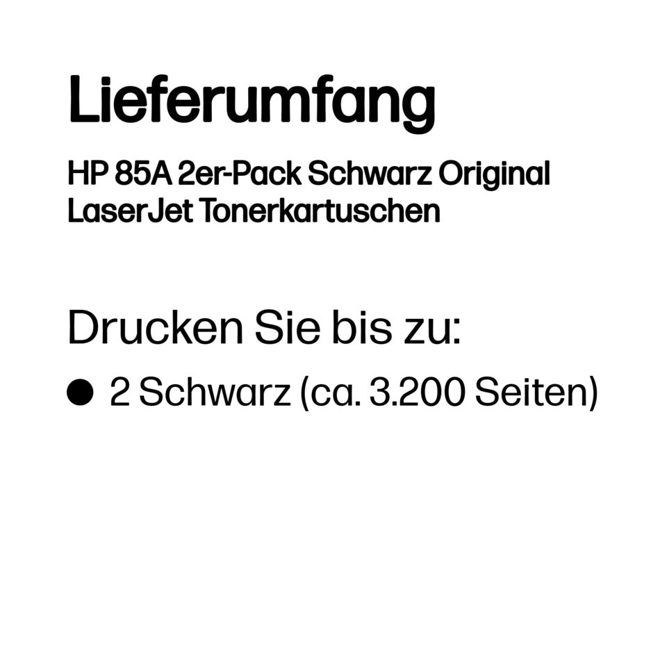 Lasertoner Nr. 85A, 2 x 1.600 Seiten, 2 Stück, schwarz HP CE285AD