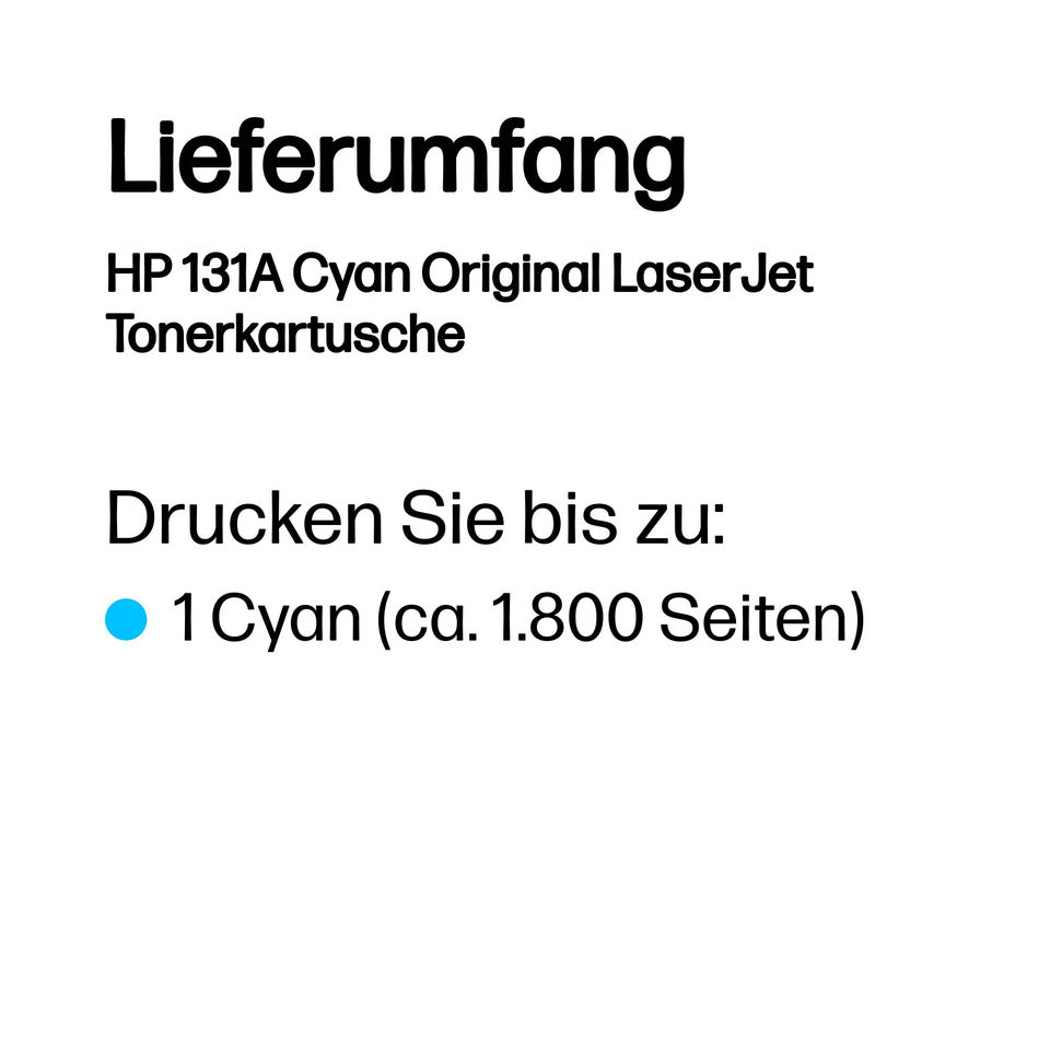 Lasertoner Nr. 131A 1.800 Seiten, cyan HP CF211A