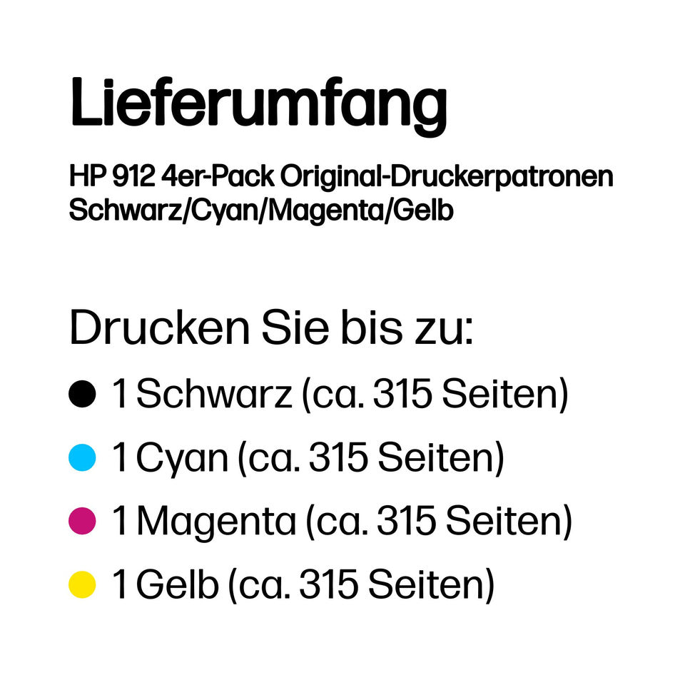 Value Kit Nr.912 schwarz, cyan, magenta, yellow HP 6ZC74AE