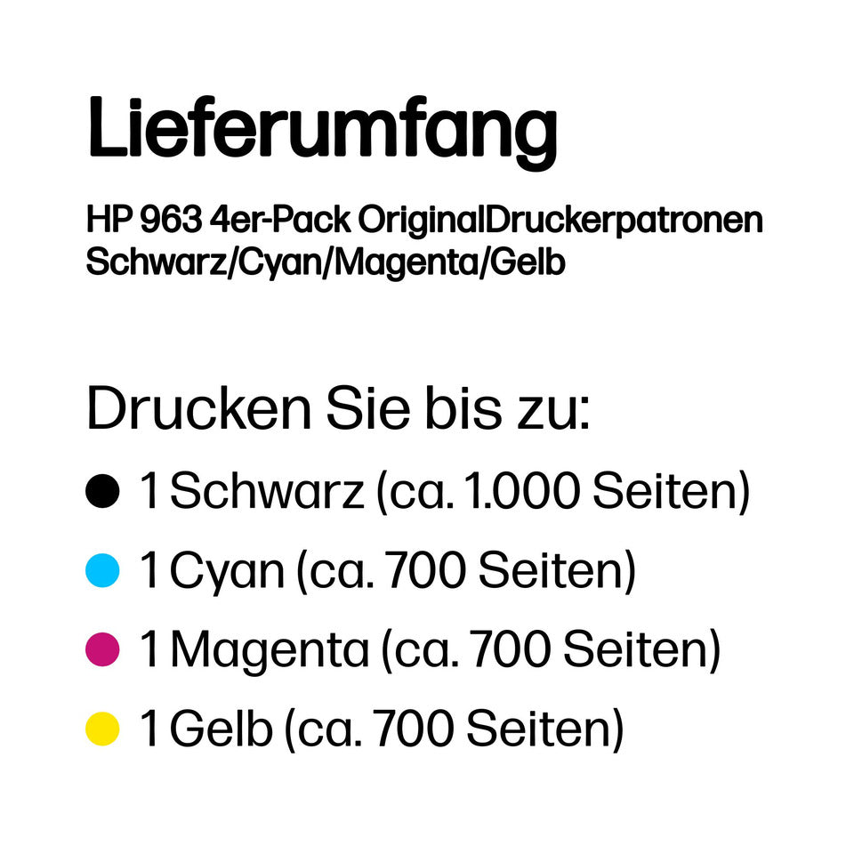 Rainbow Kit Nr.963 schwarz, cyan, magenta, yellow HP 6ZC70AE