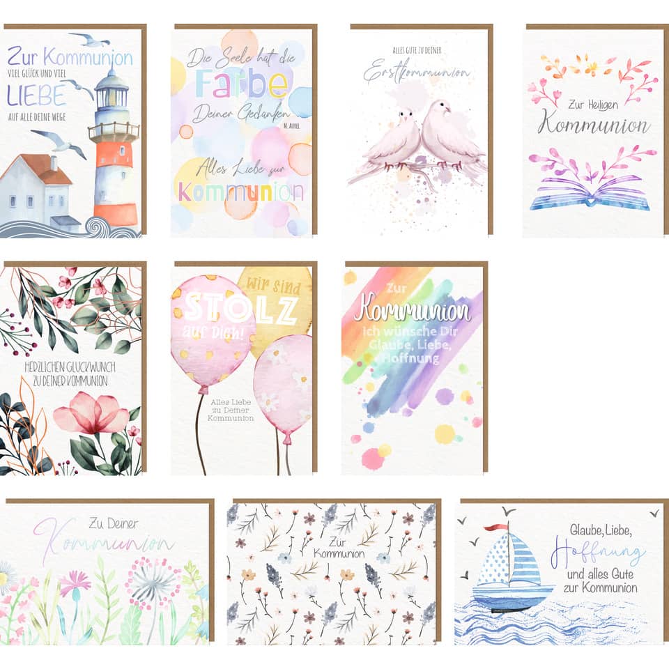 Kommunionskarten Aquarello PAPER STYLE 12-0455