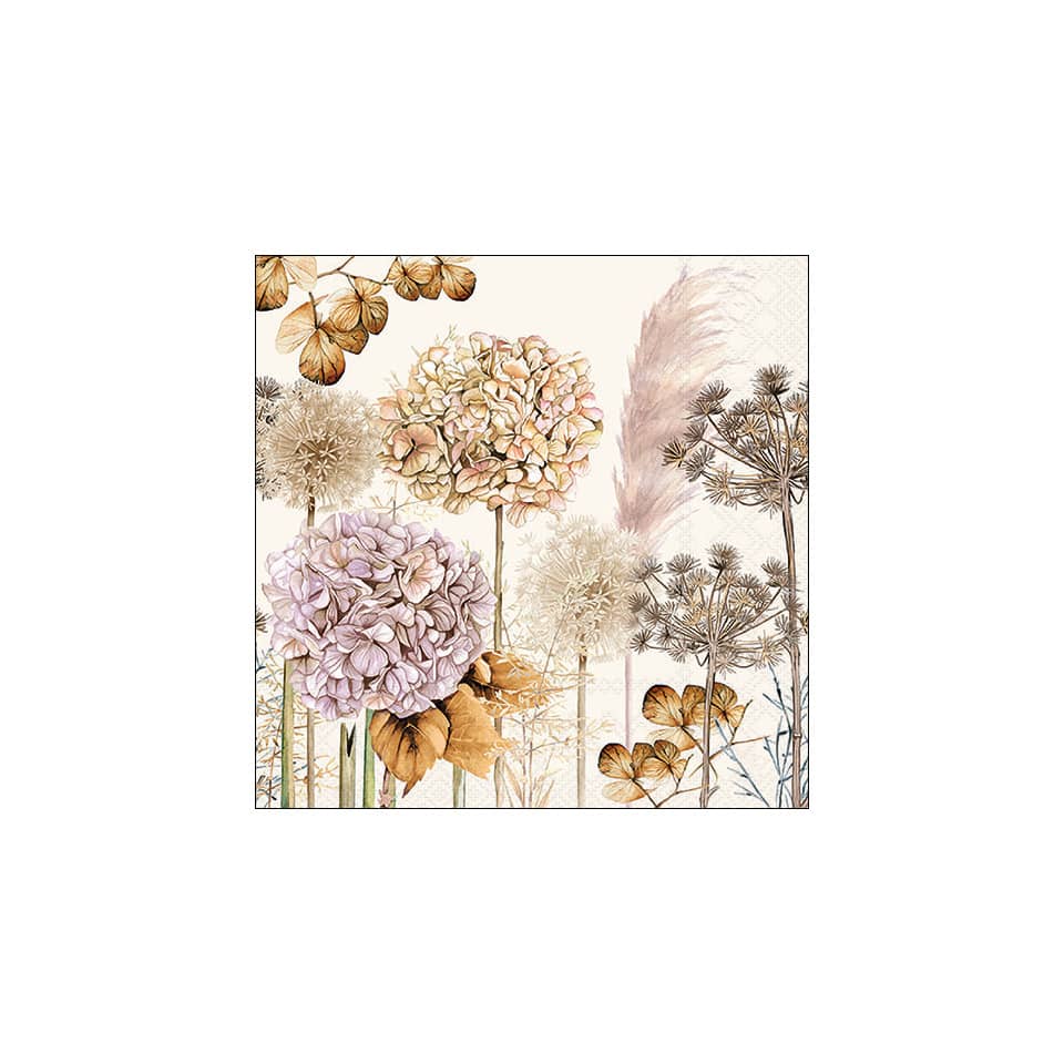Motivserviette getrocknete Blumen, 33 x 33 cm, 3-lagig, 20 Stück AMBIENTE 13318690 AMBIENTE 13318690 20ST
