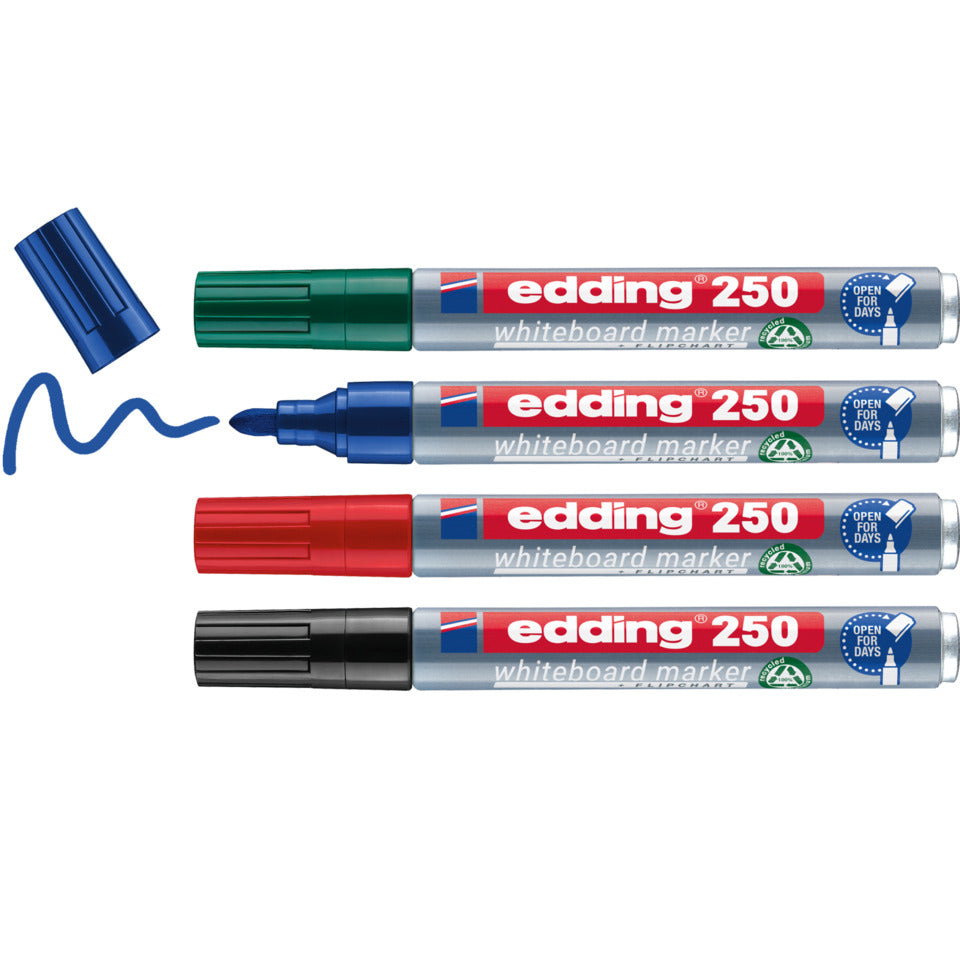 Whiteboardmarker 250, 1.5-3 mm, 4 Stück sortiert EDDING 250-4-2 EDDING 250-4-2 Kartonetui