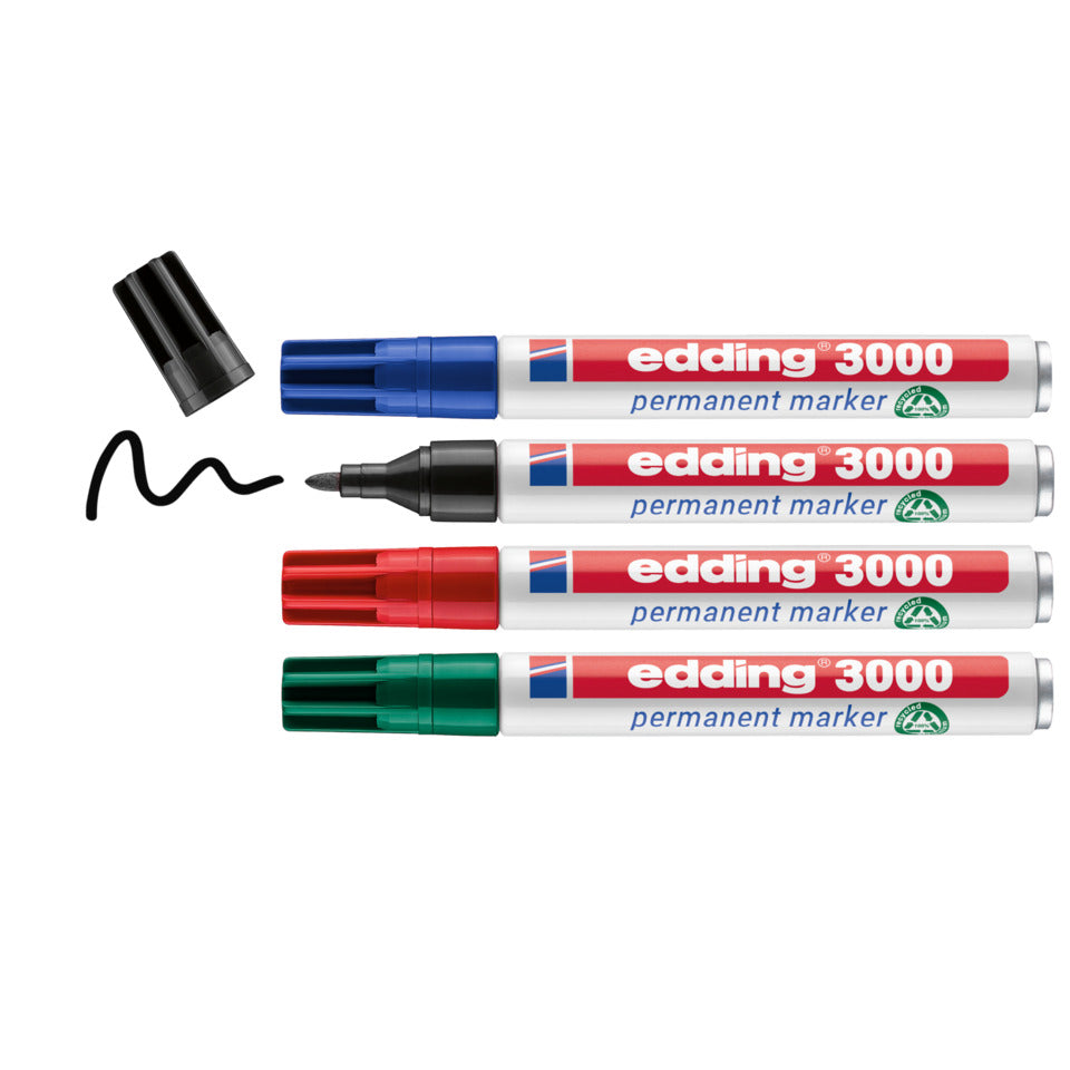 Permanentmarker 1.5-3 mm 3000 4Stück sortiert EDDING 4-3000-4-2 EDDING 4-3000-4-2 Kartonetui