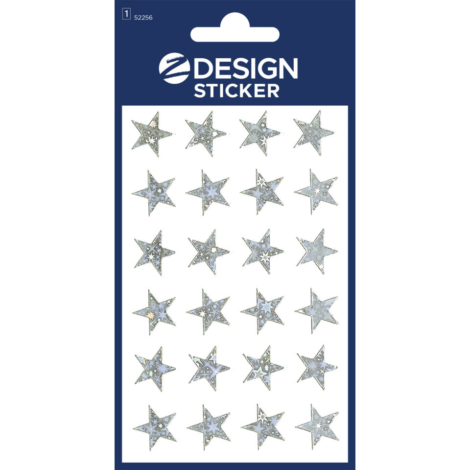 Weihnachtssticker Sterne, 14mm, 24 Stück, silber AVERY ZWECKFORM 52256 ZWECKFORM 52256 silber