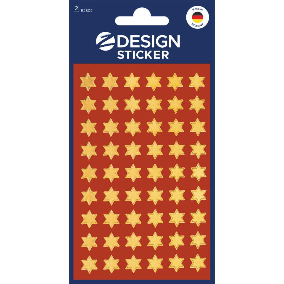 Weihnachtssticker Sterne, 8mm, 54 Stück AVERY ZWECKFORM 52802 ZWECKFORM 52802 gold