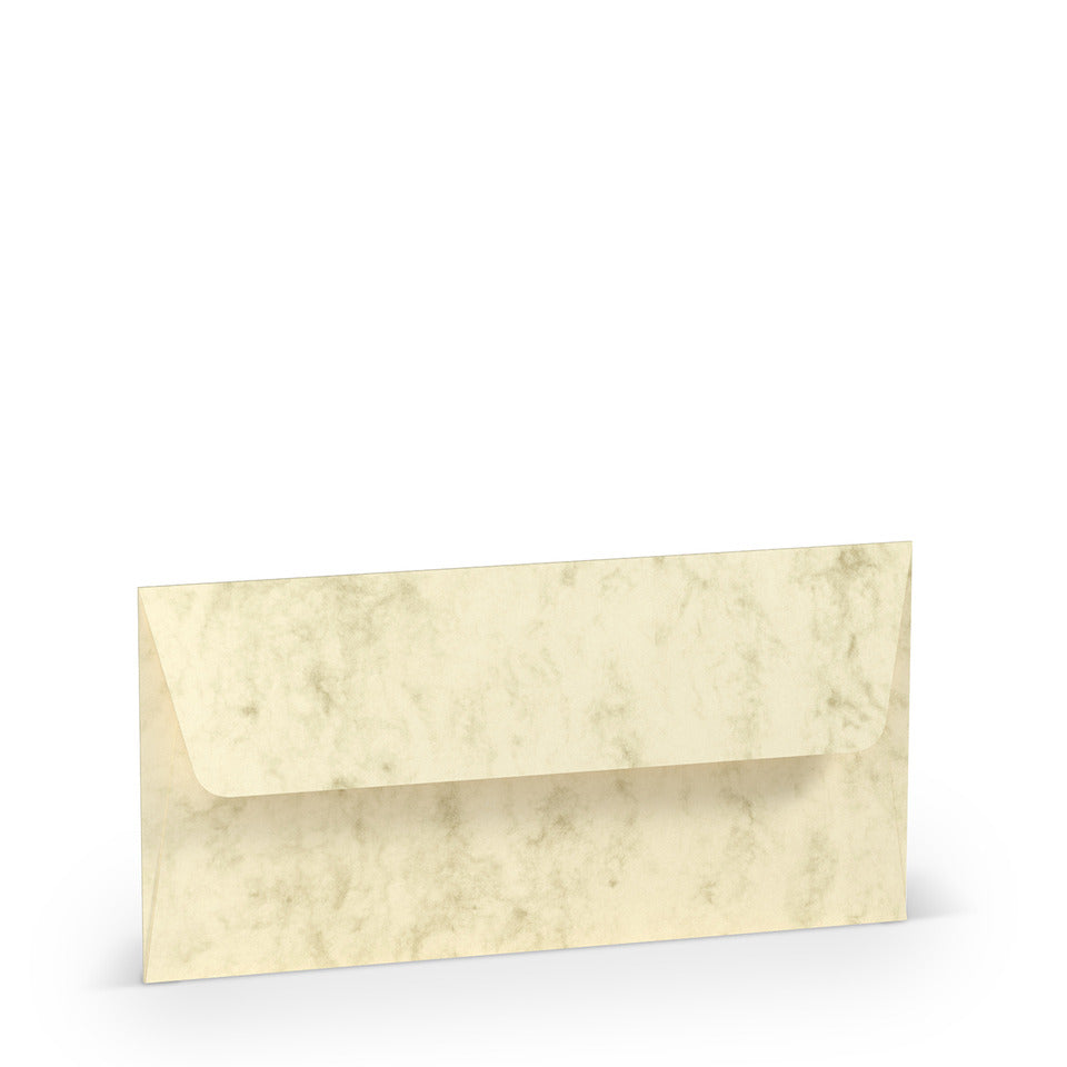 Briefumschlag Paperado, DIN lang, 100g/m², SF, nassklebend, chamois marmora RÖSSLER 16400206 RÖSSLER 16400206    110x220mm gerippt