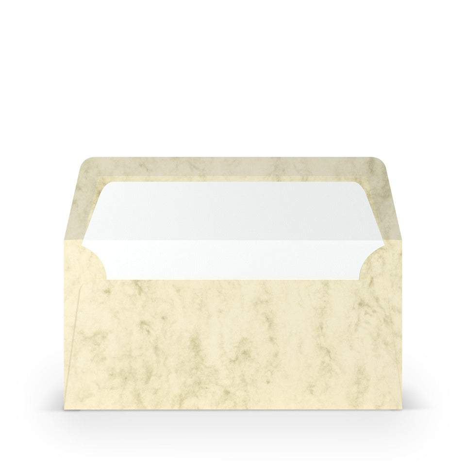 Briefumschlag Paperado, DIN lang, 100g/m², SF, nassklebend, chamois marmora RÖSSLER 16400206 RÖSSLER 16400206    110x220mm gerippt