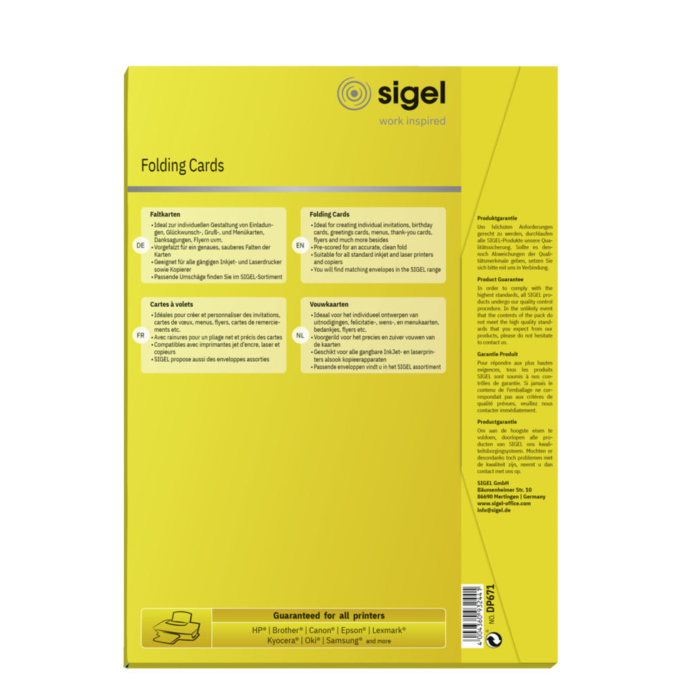 Design Karte, A6, 185g/m², 50 Stück, weiß SIGEL DP671 SIGEL DP671 A6 185g  50ST