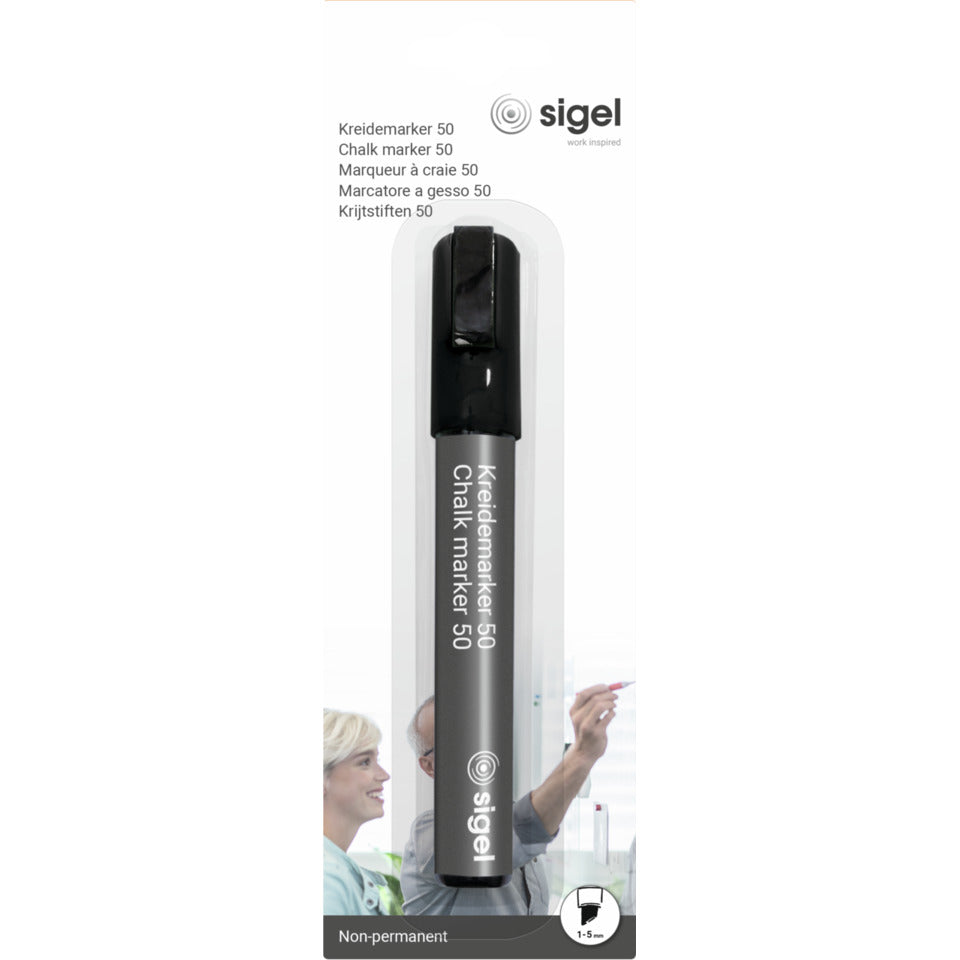 Kreidemarker 50, 1-5mm, Keilspitze, schwarz SIGEL BA180 SIGEL BA180 Keilspitze 50