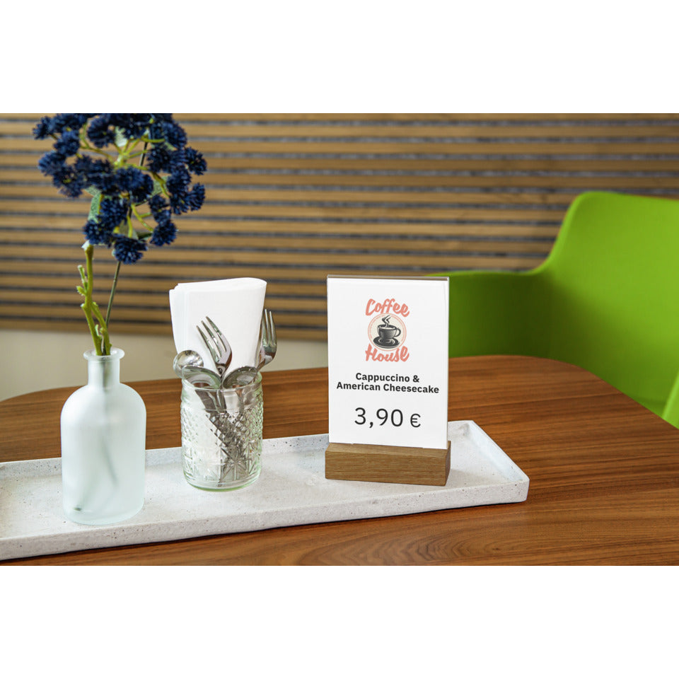 Tischaufsteller mit Holzsockel, A6, gerade SIGEL TA252 SIGEL TA252 mit Holzsockel