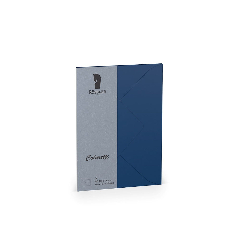 Briefumschlag Coloretti, B6, 80g/m², nassklebend, 5 Stück, jeans RÖSSLER 220720590 COLORETTI 220720590