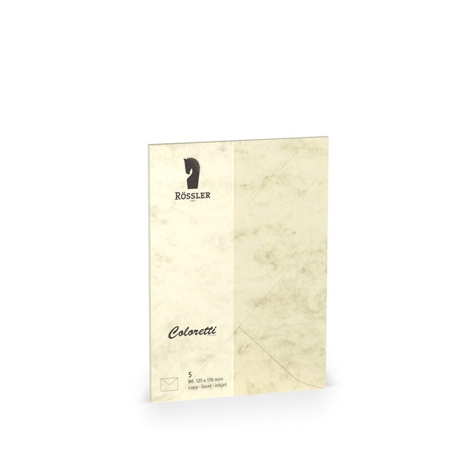 Briefumschlag Coloretti, B6, 80g/m², nassklebend, 5 Stück, chamois RÖSSLER 220720506 COLORETTI 220720506