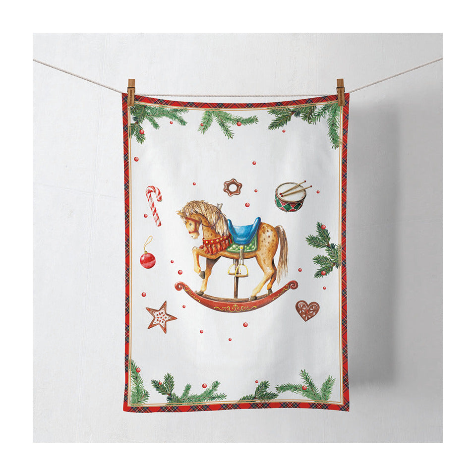 Weihnachts-Geschirrtuch klassisches Schaukelpferd, 50 x 70 cm AMBIENTE 37820040
