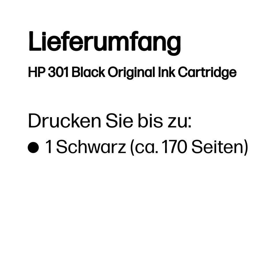 Inkjetpatrone Nr. 301 schwarz   3ml HP CH561EE HP CH561EE 3ml