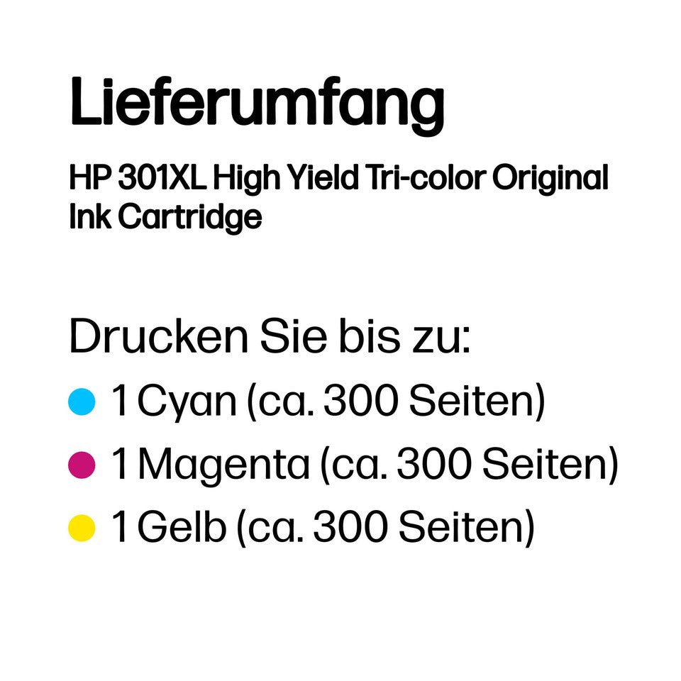 Inkjetpatrone Nr. 301XL 3-farbig HP CH564EE