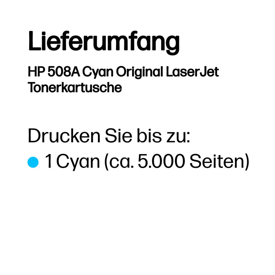 Lasertoner Nr. 508A, 5.000 Seiten, cyan HP CF361A