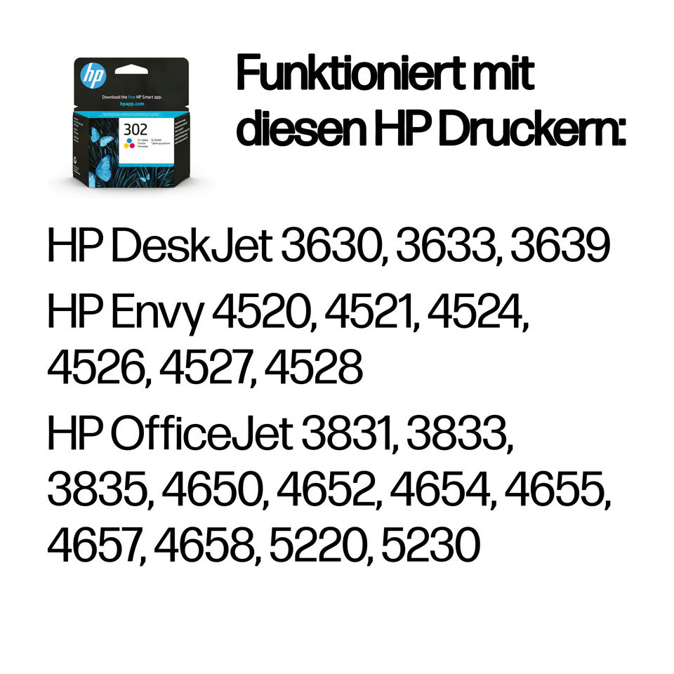 Inkjetpatrone Nr. 302 3-farbig HP F6U65AE