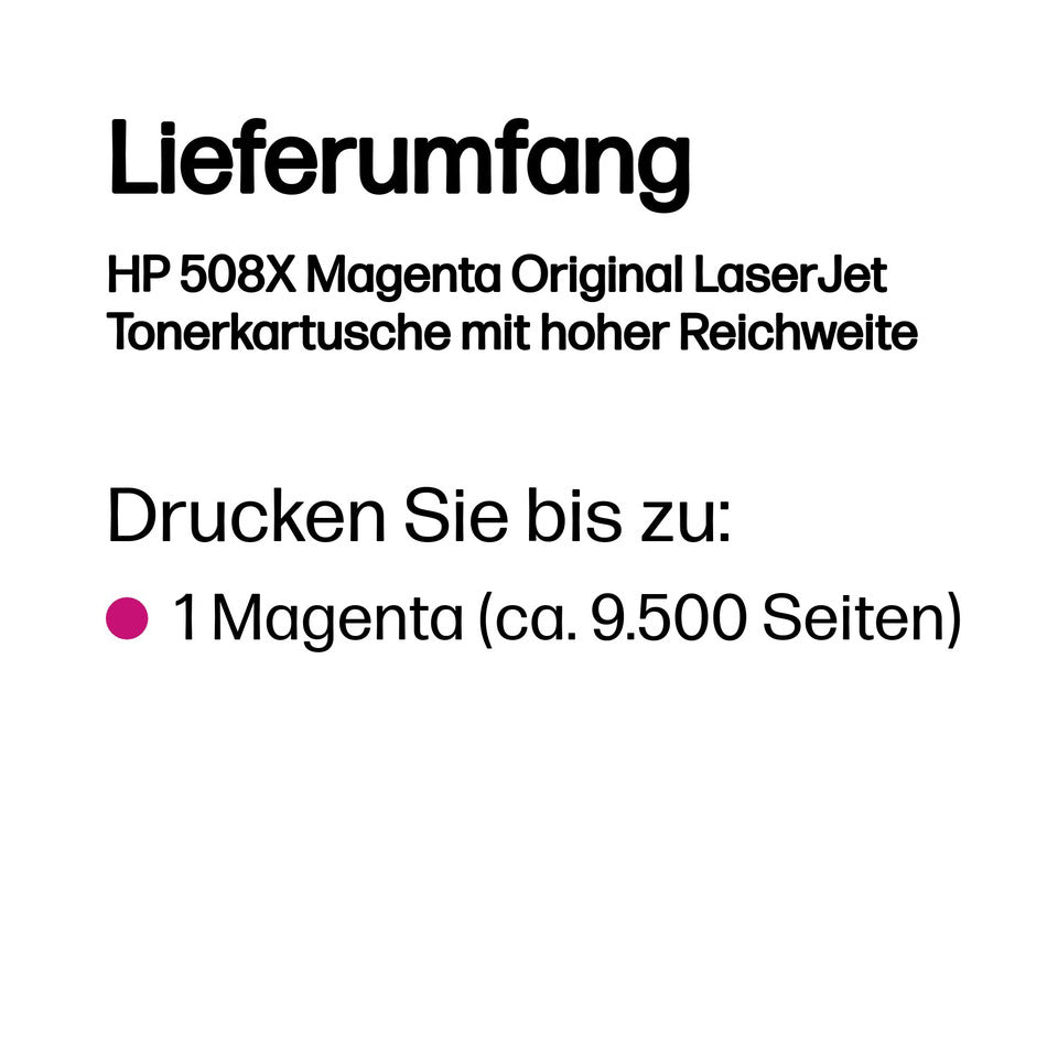 Lasertoner Nr. 508X, 9.500 Seiten, magenta HP CF363X