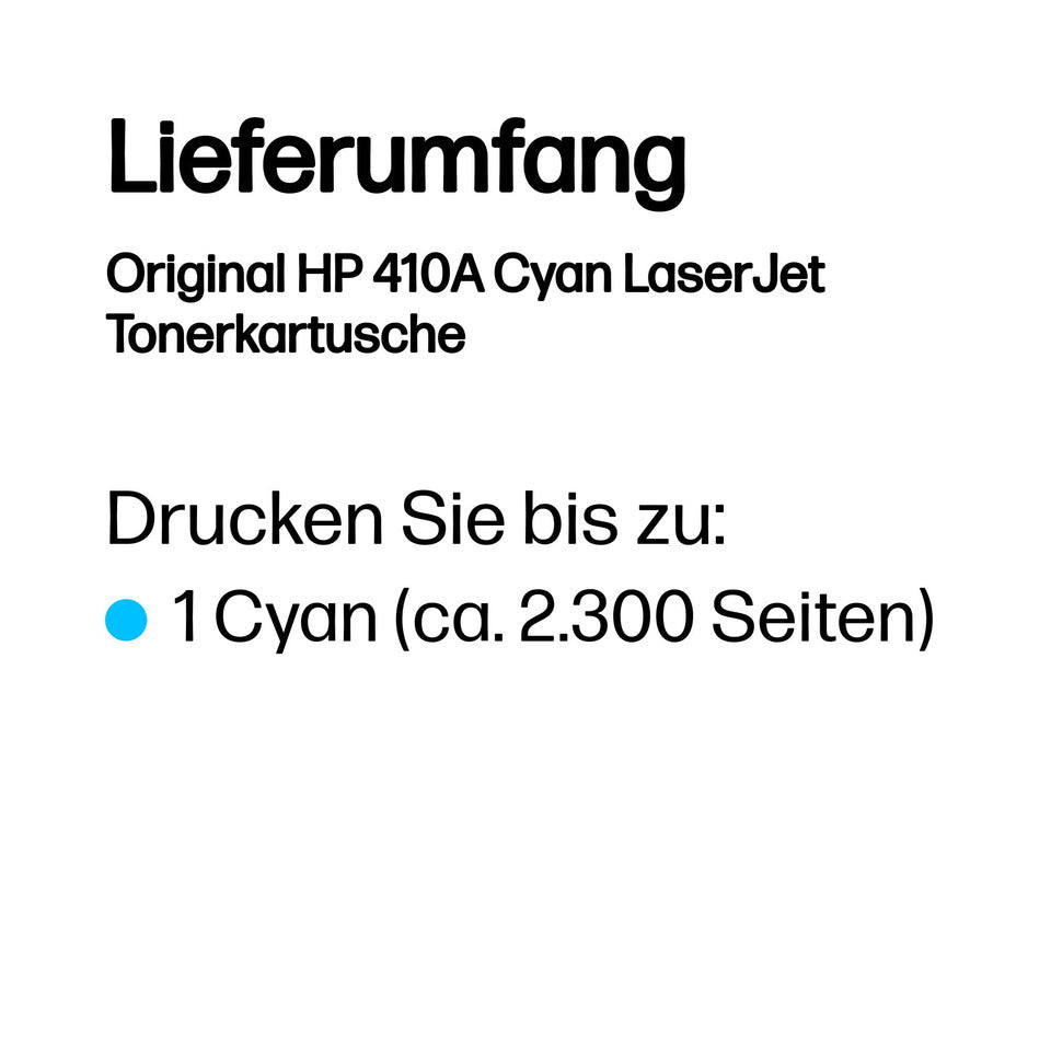 Lasertoner Nr. 410A, 2.300 Seiten, cyan HP CF411A