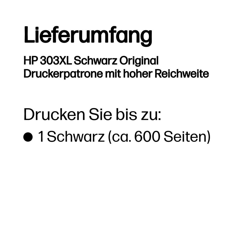 Inkjetpatrone Nr.303XL, 600 Seiten, schwarz HP T6N04AE
