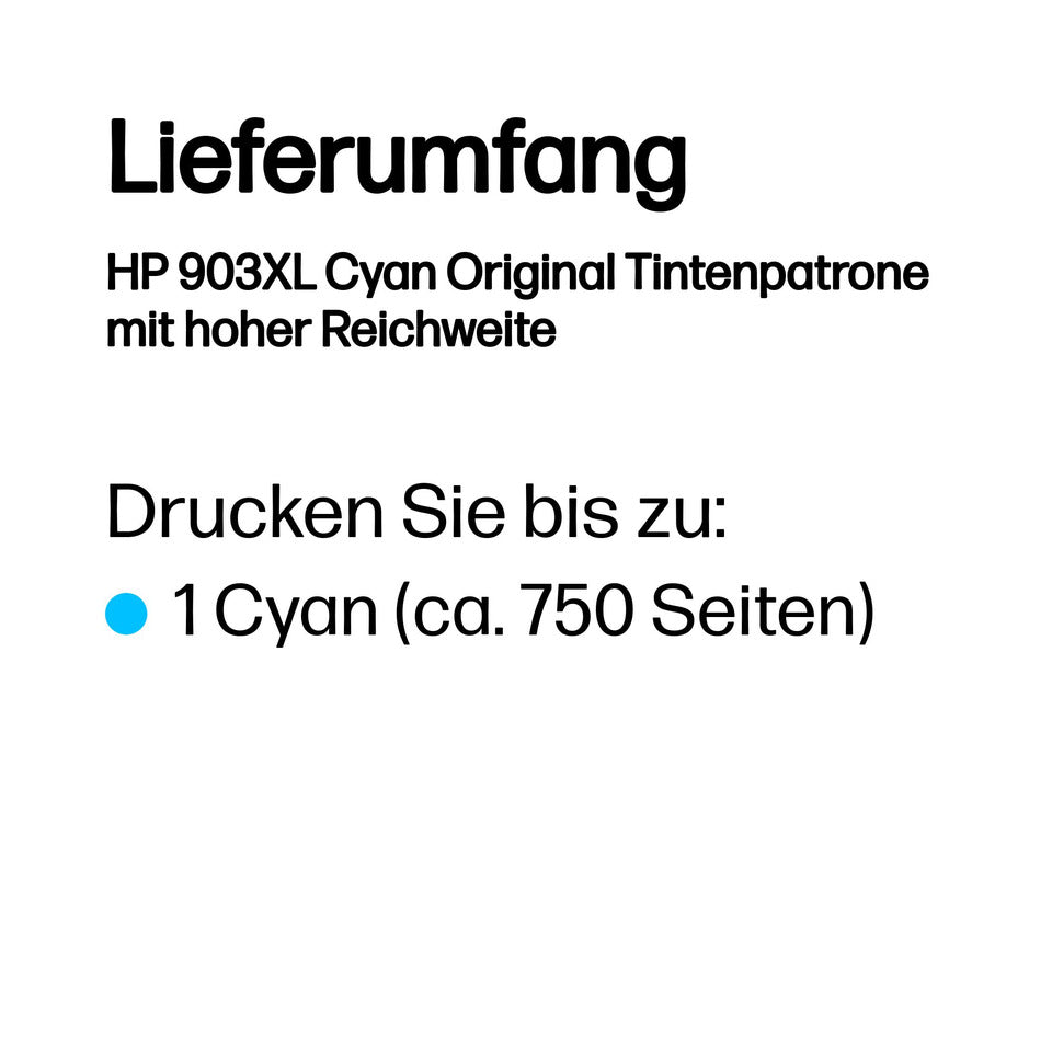 Inkjetpatrone Nr.903XL, 750 Seiten, cyan HP T6M03AE