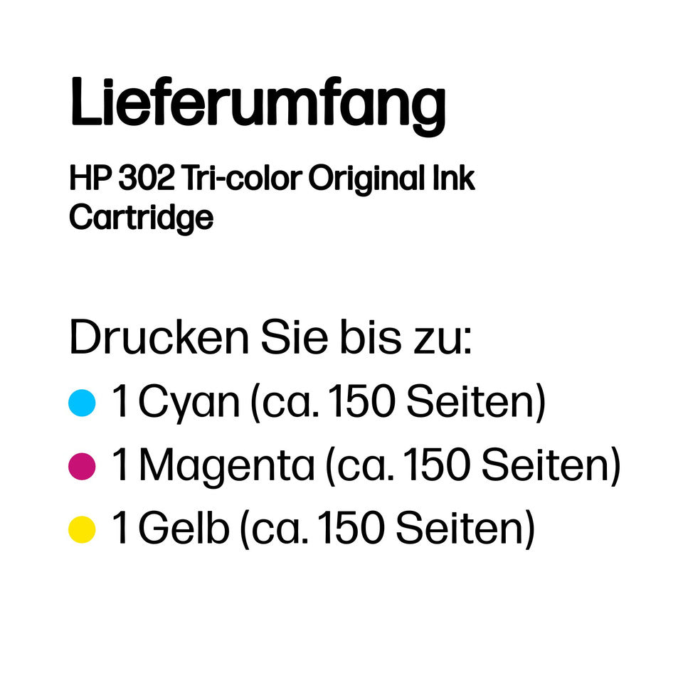 Inkjetpatrone Nr. 302 3-farbig HP F6U65AE