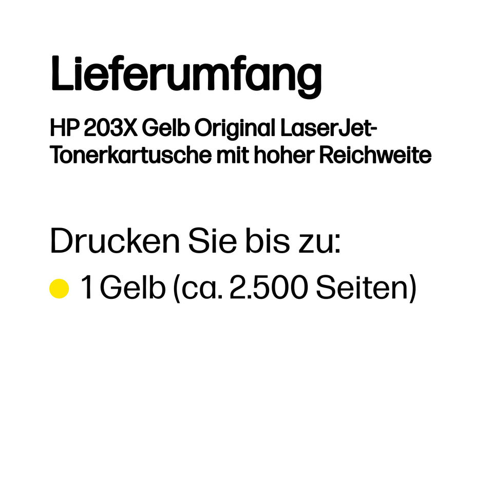 Lasertoner Nr. 203X, 2500 Seiten, yellow HP CF542X
