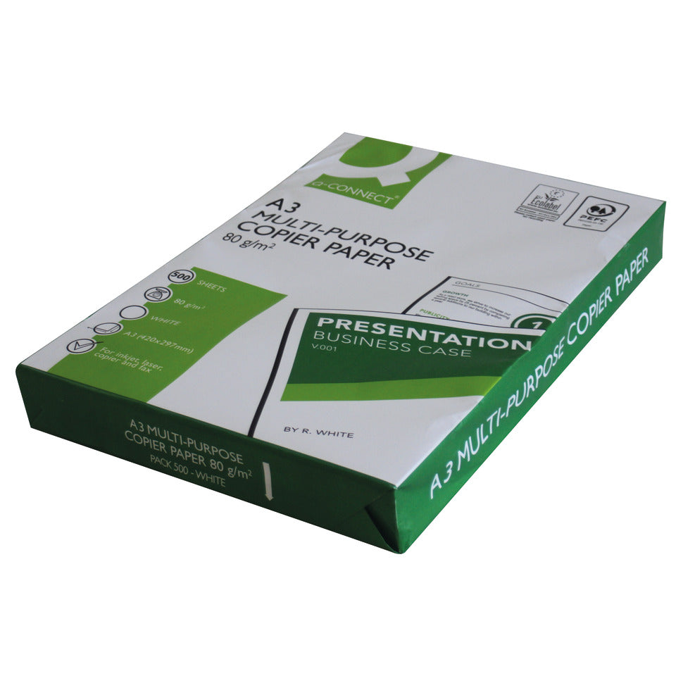 Kopierpapier, A3, 80g/m², 500 Blatt, weiß Q-CONNECT KF01089 Q-CONNECT KF01089 ECF 500Bl