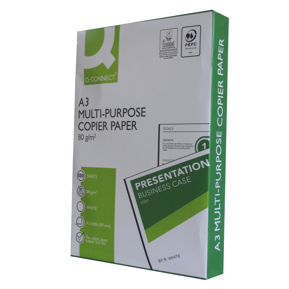 Kopierpapier, A3, 80g/m², 500 Blatt, weiß Q-CONNECT KF01089 Q-CONNECT KF01089 ECF 500Bl