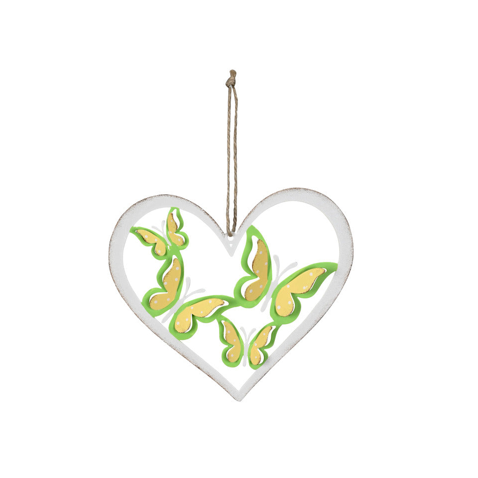 Herz Anhänger Schmetterling, 16 x 14 cm, gelb/grün  660878016229 660878016229 16x14cm 10cm Hänger