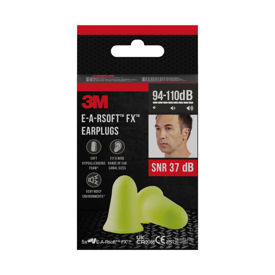 Gehörschutzstöpsel, E-A-Rsoft™ FX™, weich, 94-105 dB, 5 Stück, gelb 3M EARFX-5 3M EARFX-5 E-A-Rsoft FX