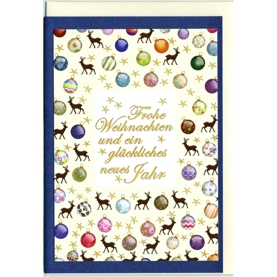 Weihnachtsbillett Kugeln und Rentiere   Doppeltext  22-R210 22-R210   Bild