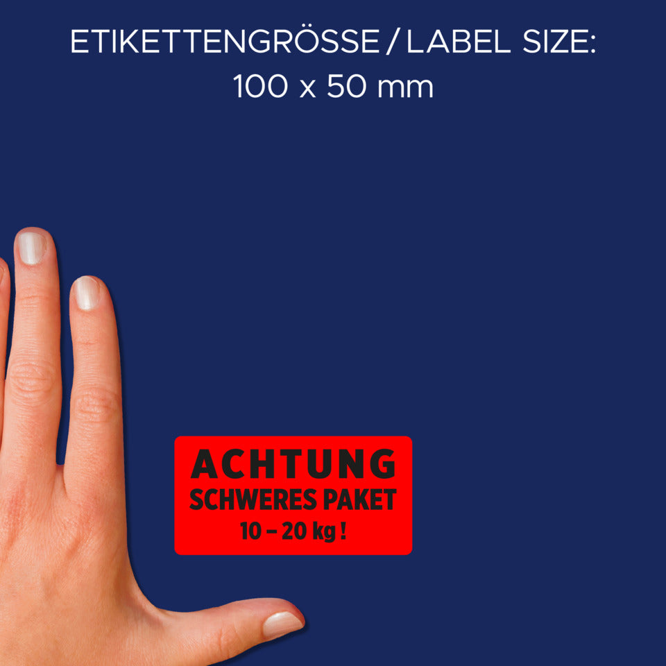 Hinweisetiketten "Schweres Paket 10-20 kg", 100 x 50 mm, 200 Stück AVERY ZWECKFORM 7254 AVERY ZWECKFORM 7254 100x50mm 200ST