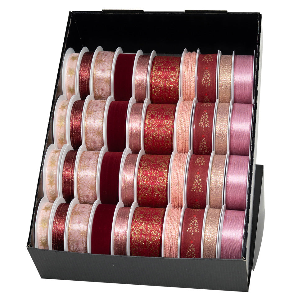 Weihnachts-Zierbandpräsenter, 40-teilig, rot/rosa GOLDINA Z676 099 94 0040