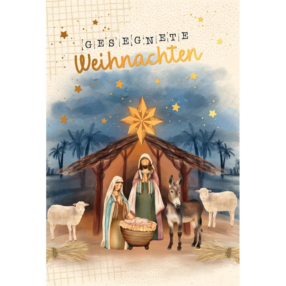 Weihnachtsbillett geprägte Weihnachtskrippe GESEGNETE WEIHNACHTEN SKORPION 22-5789 22-5789   Bild