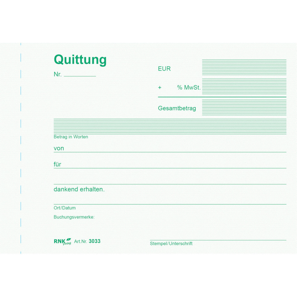 Quittungsblock - SD, A6, 2x40 Blatt RNK 3033 RNK 3033 2x40BL