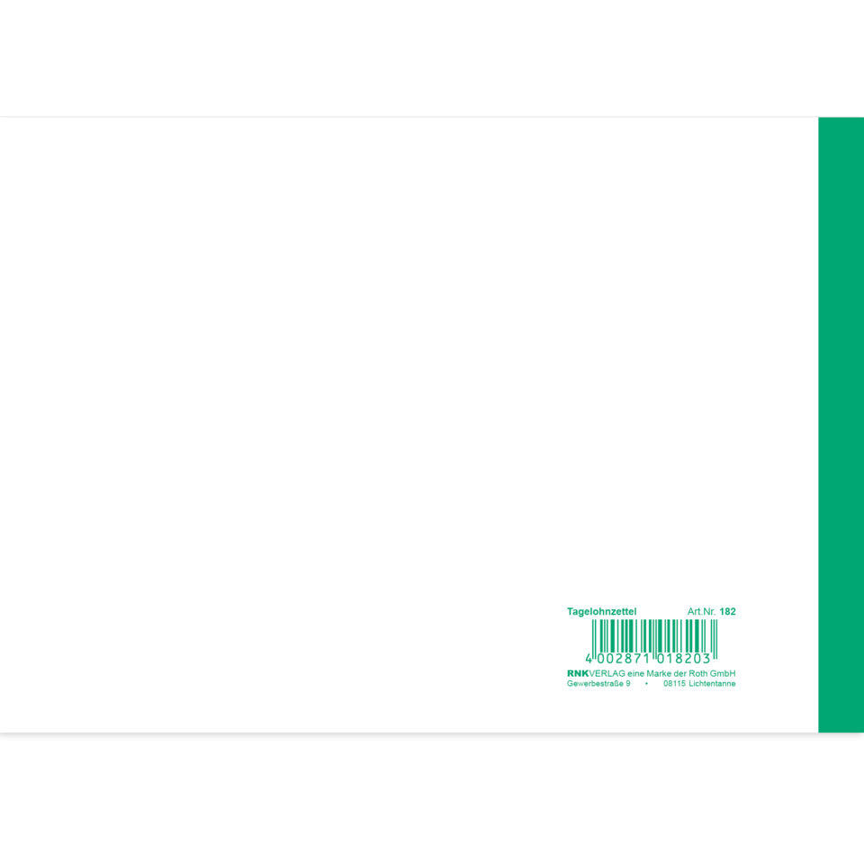 Tagelohnzettel - Block SD, A5 quer, SD, 3 x 40 Blatt, perforiert RNK 182
