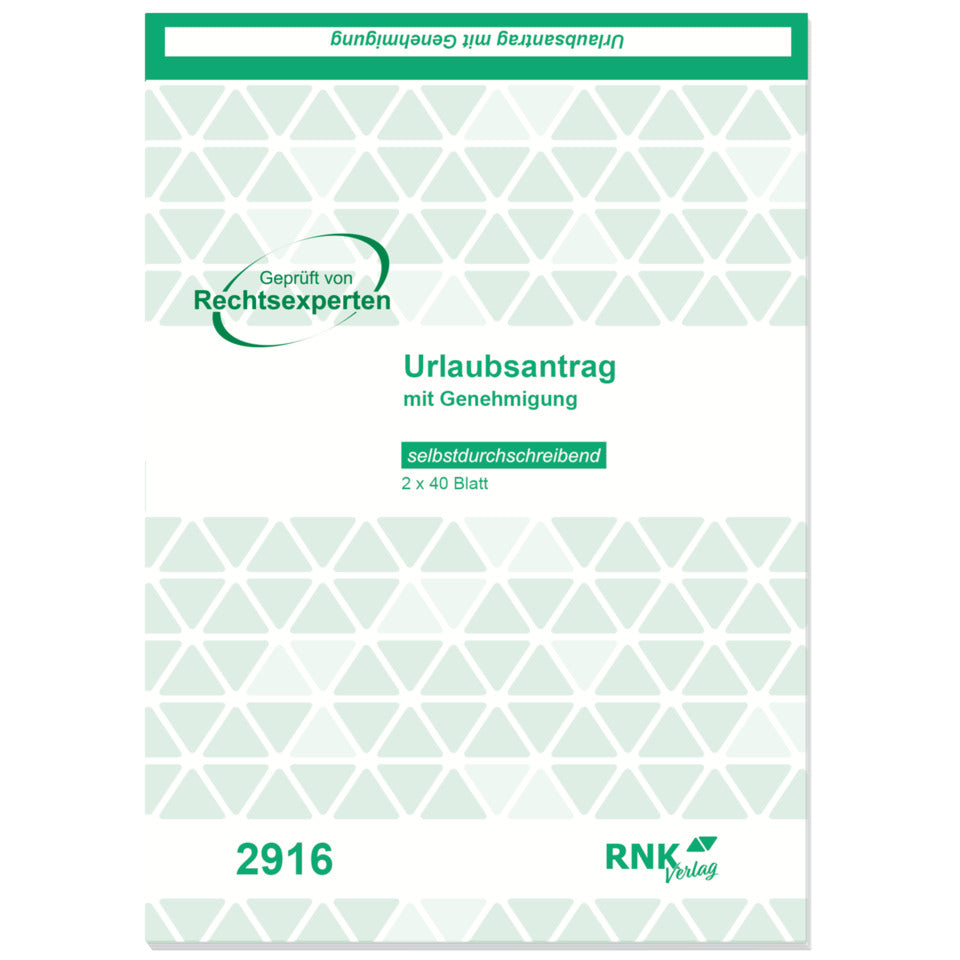 Urlaubsantrag - Block - SD, DIN A5, 2 x 40 Blatt RNK 2916 RNK 2916 A5 2x40BL